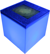 Cocktail Kiosk Original — glowing blue cube/table